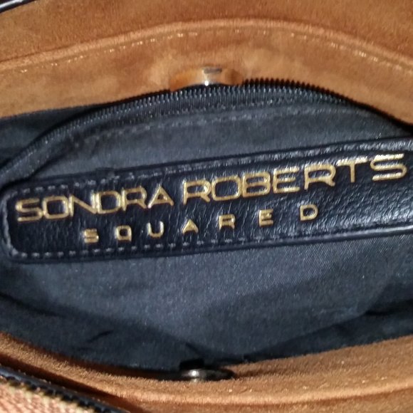 Sondra Roberts Squared black/crimson/tan/green crossbody bag NWOT - Picture 4 of 5